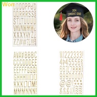 Won 3D Metallic Letter Number Sticker Gold Glittered PVC Sticker Large Letter Sticker for Journal No