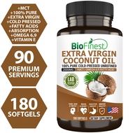 Biofinest Extra Virgin Coconut Oil 2000mg Supplement - Omega 6 Capsule Brain Skin Hair Fat Burn Weig