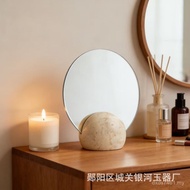 Ins Makeup Mirror Base Goggles Bedroom Red Natural Light Mirror Table Net Dressing Luxury Marble Hem