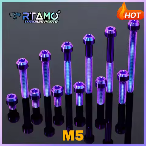 RTAMO M5X5/8/10/12/15/20/25/30/35/40/45/50mm 0.8Pitch Titanium Bolts Bike Motorcycle Rrfit Screw Tor
