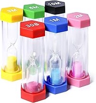 PROLOSO 6 Pcs Colorful Sand Timers Set Platic Sandglass Hourglass Sand Clock Timer 30sec/ 1min/ 2min