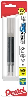 Pentel Refill Ink - for EnerGel RTX Retractable Liquid Gel Pen, (0.3mm) Extra Fine Line, Needle Tip, 2 Pack, Black Ink