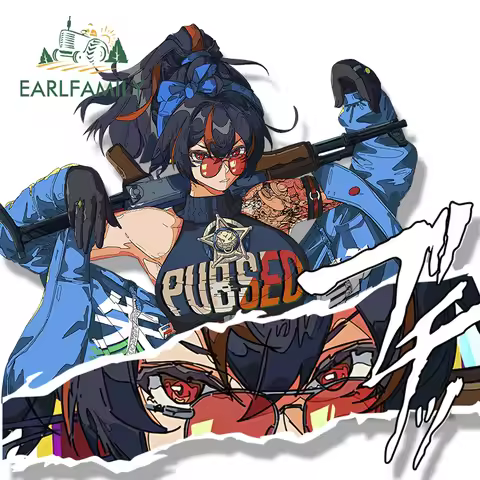 EARLFAMILY Zenless Zone Zero Zhu Yuan Fanart Car Sticker Anime Sketch Waifu Decal Cartoon Peek Girl 