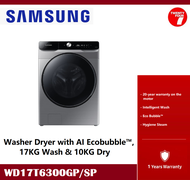 [ Delivered by Seller ] SAMSUNG 17/10KG WD17T6300GP Front Load Washing Machine / Washer Dryer with AI Ecobubble™ WD17T6300GP/SP