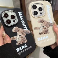 Personalized Inverted Teddy Bear Phone Case Compatible for IPhone 7 8 Plus 11 13 12 14 15 Pro Max XR X XS Max SE 2020 Large Hole Frame Silicone Soft Case All Inclusive