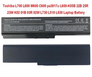 Toshiba L700 L600 M600 C600 pa3817u L600-K05B 22B 25R 23W K02 01B 03R 02W L730 L510 L630 Battery แบต