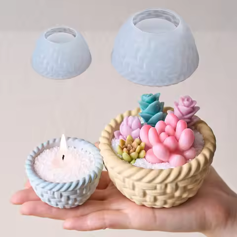 Woven Bowl Silicone Mold DIY Handmade Aromatherapy Candle Bowl Flower Pot Storage Bowl Plaster Craft