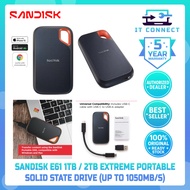 Sandisk E61 1TB / 2TB Extreme USB 3.2 Gen 2 Portable Solid State Drive External SSD (UP TO 1050MB/S)