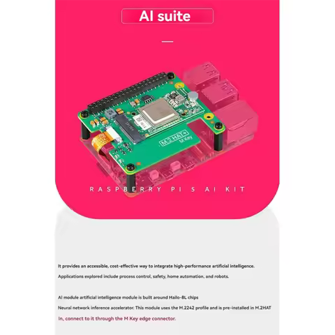 Fashion For Raspberry Pi 5 AI Kit M.2 HAT+ Hailo Al 13T PCle Gen3 Artificial Intelligence Kit for Li