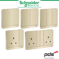 Schneider AvatarOn 16AX 250V 1/2/3 Gang Light Switch Wine Gold Metallic Hairline Finish