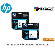 HP 63 BLACK & COLOR INK CARTRIDGE [100% ORIGINAL] F6U62AA F6U61AA