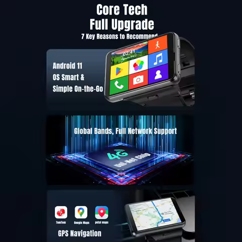 Domars Smart Watch Android 11 2.88" Screen 2MP/8MP Dual Camera 4GB RAM 64GB ROM 2300mAh Men Smartwat