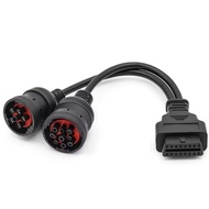 Black 2 Truck Diagnostic Tool 16 Pin Cable J1708 J1939 Connector To 2 6 Pin 9 Pin Cable Deutsch Cat 