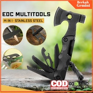 ZEST Multifunctional Hammer Screwdriver Wrench Portable EDC Multitools 14 in 1 - KA-62X - Black - 7R