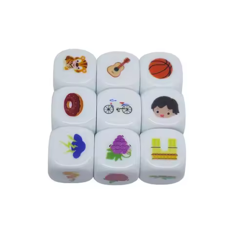 9 Pcs/set Color Pattern Plastic Dice Telling Story Imagine Dice