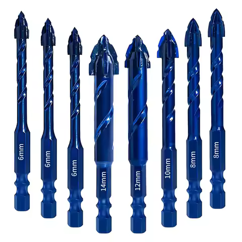 Upgraded Serrated Masonry Drill Bit 6-14mm Industrial Household Drill Bit Set for Concrete/Tile/Glas