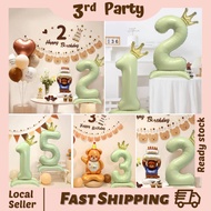 🔢40inch Crown Number 1/2/3 Cream Balloon Base Standing Retro Theme Foil Aluminium Balloon Party Deco