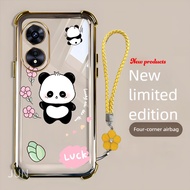 Case for OPPO A17 A17K A38 A18 A97 5G phone casing Pink cute panda transparent soft case