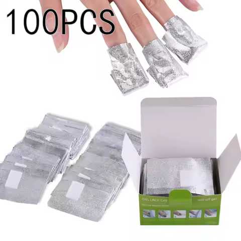 100Pcs Box Nail Polish Remover Soak Off Foil Removal Wraps with Cotton Pads Aluminium Foil Nail Art
