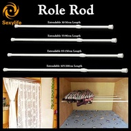 ♛SL Curtain Rail Pole Rod Telescopic Tension High Carbon Steel Extendable For Bathroom