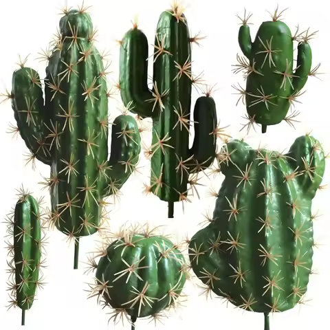 6pcs Artificial Cactus Decor Faux Plant Fake Succulents Plants Unpotted Indoor Home Décor Fake Cactu