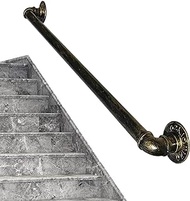 Staircase handrail Handrail for Stairs Bronze Metal Hand Railing with Wall Brackets, Staircase Handrails Lofts Bar Counter Foot Rail - 1m 2m 3m 4m 5m 6m (Size : 18 FT)