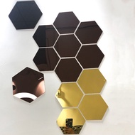 Three-Dimensional Hexagonal Hexagonal Mirror Decorative Sticker Acrylic Mirror Sticker Hallway Sofa 