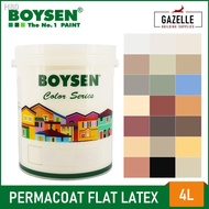 ○♚BOYSEN Permacoat Flat Latex Paint - 4L (For Concrete &amp; Stone Surfaces)