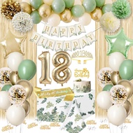 18th Birthday Decorations for Girls, Sage Green Happy 18th Birthday Decorations Happy Birthday Banne