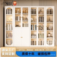 W-8&amp; Nordic Style Glass Door Bookcase Integrated Storage Top Cabinet Home Bookshelf Living Room Display Cabinet Hand-Mad