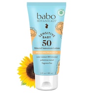 Babo Botanicals Sensitive Baby Mineral Sunscreen Lotion SPF50 - Natural Zinc Oxide - Face & Body - F