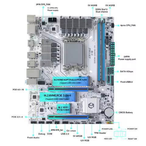 ERYING M-ATX White Motherboard B660M LGA1700 Support 12/13/14th Gen Intel Processor DIY Gaming DDR4 