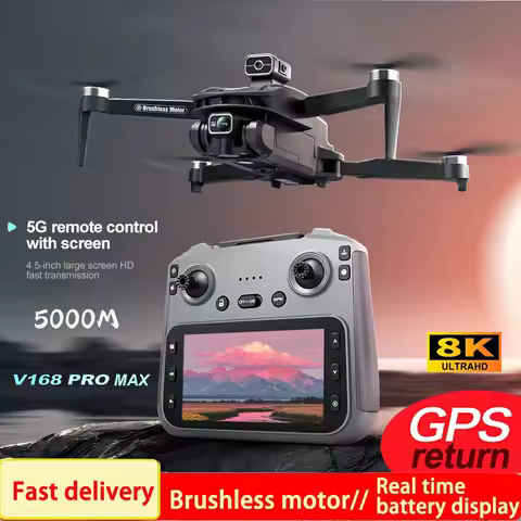 V168 PRO MAX GPS Drone Professional 8K Camera Aerial FPV Brush Avoiding Obstacle with Large Screen R
