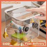 BUDGET Cute Transparent Desktop Trash Can - Covered Storage Bin for Office & Dormitory .