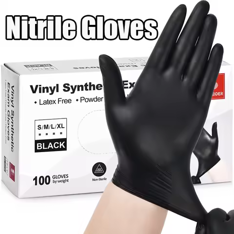 Disposable Gloves Black Latex Nitrile Work Gloves Rubber Gloves Kitchen Washing Cooking Housework Ca