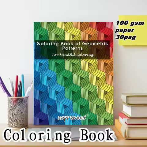 Upgraded 32-Page Geometric Coloring Book: Abstract Patterns for Adults, Mandalas and Intricate Desig