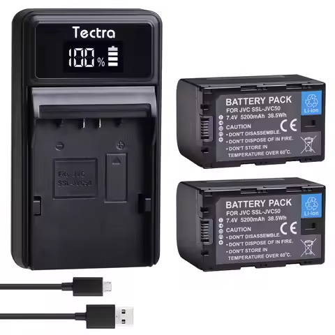 5200mAh SSL-JVC50 Battery Pack/Charger Replacement for JVC GY-HMQ10,GY-LS300,GY-HM200,GY-HM600,GY-HM
