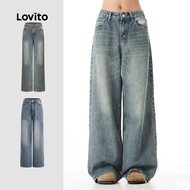 Lovito Casual Jeans Plain Ripped Jeans for Women L114AD862 Lovito Seluar Jeans Kasual Seluar Jeans K