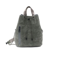 AS2OV Waterproof Suede Drawstring Shoulder Bag - Gray