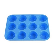 12連矽膠蛋糕模具 藍色 烘焙用具 (平行進口)
