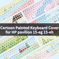 Cartoon Painted Floral Laptop Keyboard Dust Protection Film 15-FC Silicone Cover for HP Pavilion 15 Laptop 15-eg 15-eh