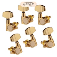[LOVIVER] Metal 3L3R Tuning Pegs Button Key Tuner for Acoustic Folk Guitar Replacement handle 3R3L