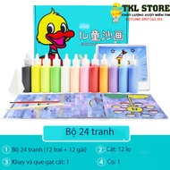 Bộ 12 tranh cát dày đẹp kèm 12 lọ màu cát dành cho bé - TKL STORE