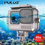 PULUZ 40m Aluminum Alloy Waterproof Case For GoPro Hero11 Black Diving Housing Protective Case For Gopro 11 GoPeo HERO10 Black / HERO9