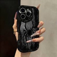 ภาพวาดแมงมุมใหม่พิมพ์แบนเนื้อครีมสีดำเคสนิ่มเข้ากันได้กับ IP17/IP17PROMAX/Iphone16//Iphone16pro/Ipho