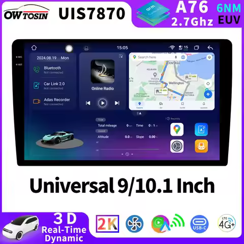 A7870 Android 13 12G+256G Universal 9/10 Inch Car Radio Video Stereo GPS Autoradio CarPlay Audio 3D