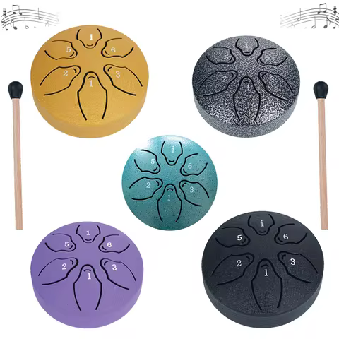 3 Inches 6 Notes Tongue Drum Handpan - Yoga Meditation Percussion Gift (with Mallets)