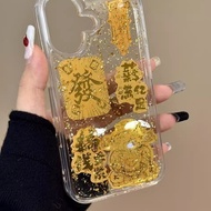 Epoxy Gold Foil God of Wealth Lucky Cat Suitable for ihone17promax Phone Case Phone Case 15pro13 Sof