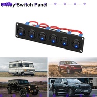 WATTLE Switch Panel, 6 Way SPST Rocker Toggle Switch Panel, Universal 12V 20A 3 Pins Waterproof Togg