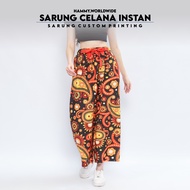 Paisley Series Instant Pants Sarong - Paisley Orange - Customizable Full Printing Himmy Studios PS04